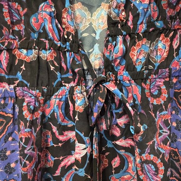 City Chic Womens Plus XS 14 Blue Purple Printed Tie Front Jaggery Kimono NWTAP23 - Picture 4 of 4